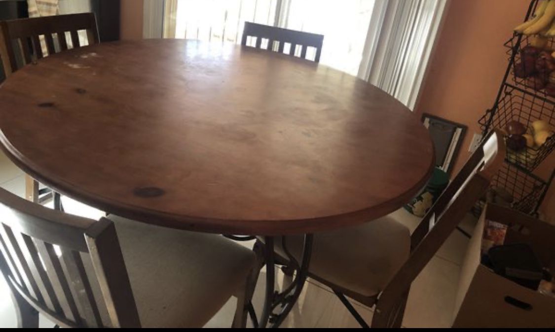 Wood Table And 5 Chairs