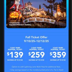 SPECIAL DISCOUNTED DISNEYLAND TICKETS $150