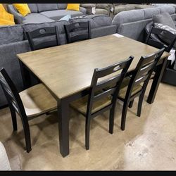Grayish Brown Black 7pc Dining Room Set💥Kitchen Table And Chairs💫Comedor 