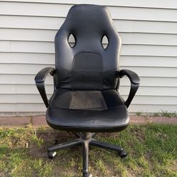 Black Adjustable Height Office Chair On Wheels