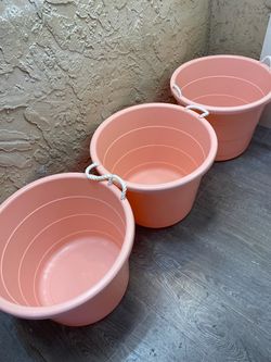 3 Huge Pink Plastic Tubs with Rope Handles - $10 EACH - See My Other Items 😀