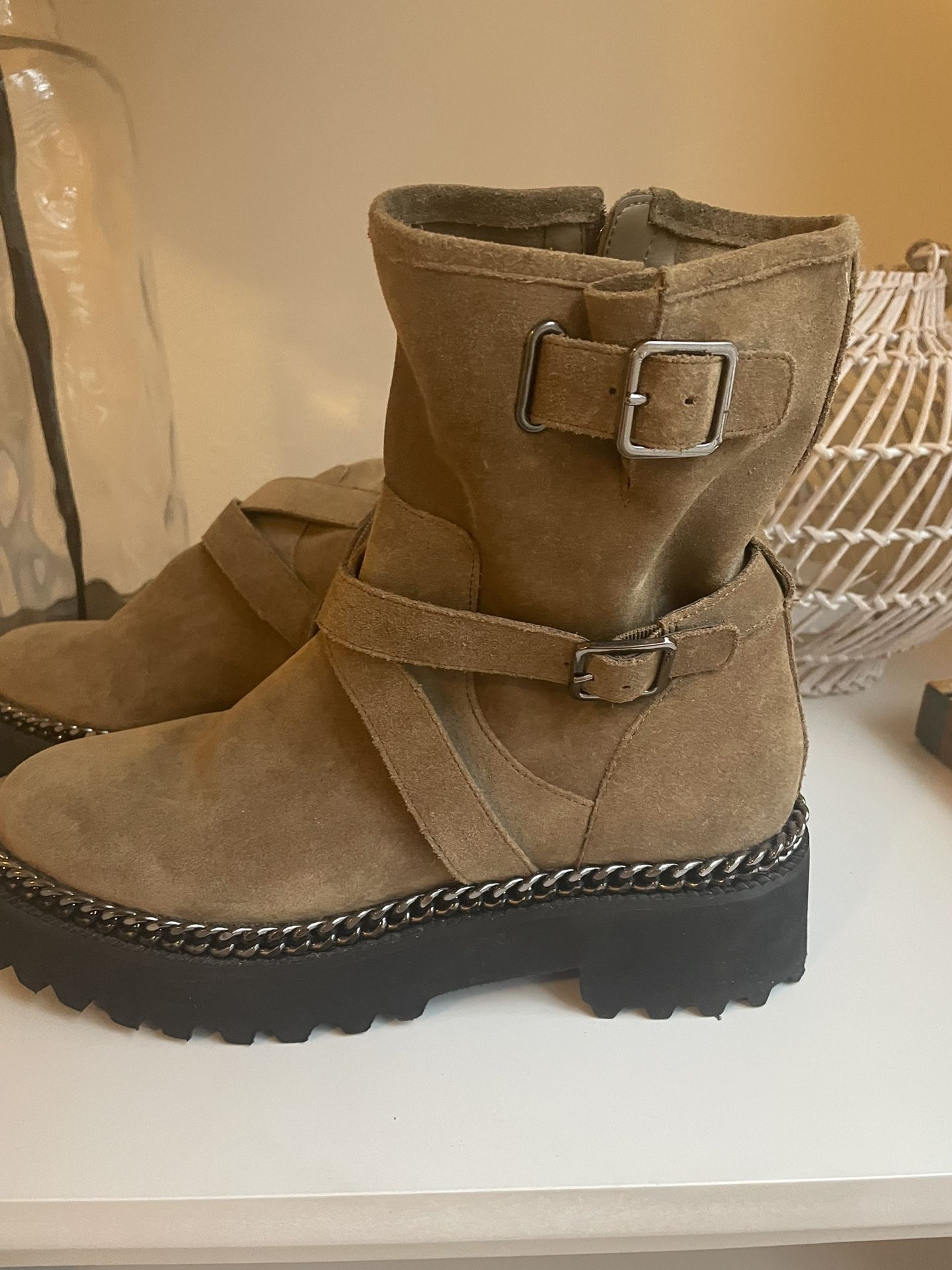 Suede Moto Boots