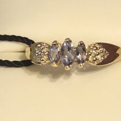 💕 10K Yellow Gold Tanzanite & Diamond Ring Size 7