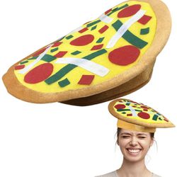 Funny Pizza Hat, 1 PC, Fun Halloween Costume Accessory, Pizza Party Supplies Decorations,