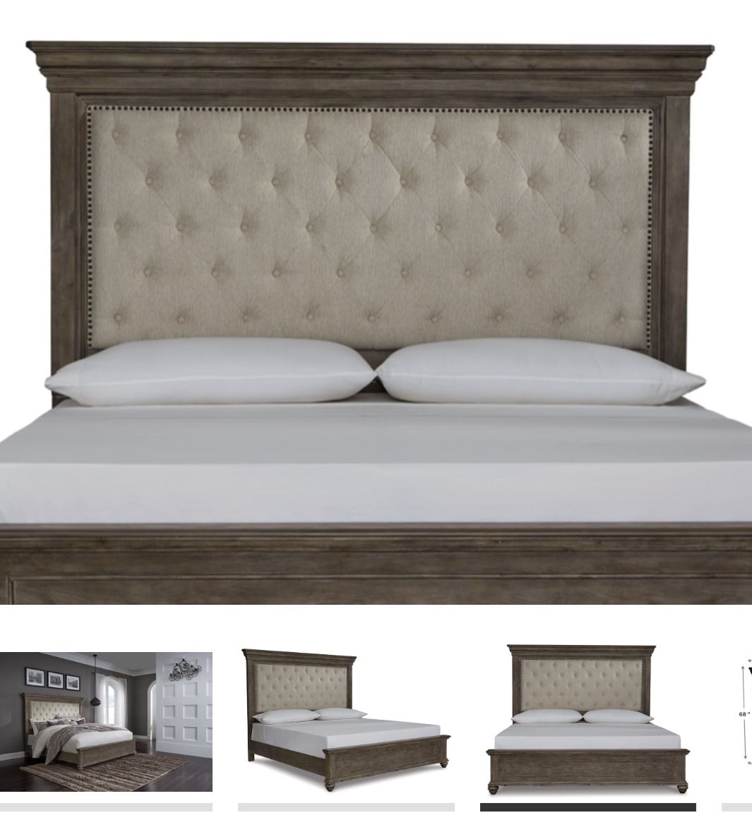 Queen bed headboard and bed frame with storage bench