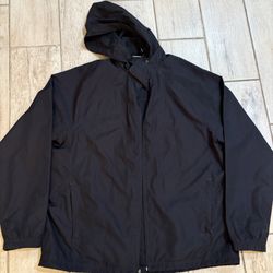  Tek Gear Men's Black Front Zip Windbreaker Jacket Hooded Size XL Preowned C3
