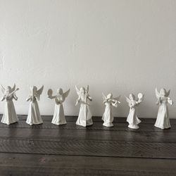 Dresden Porcelain Angel Musicians - 7-Piece Set, Handcrafted, Varying Heights (Germany)