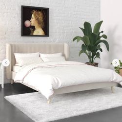 King Bed Headboard Only, Upholstered Winged Back 
