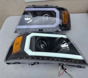 04-08 Ford F150 06-08 Lincoln Mark LT LED DRL Projector Headlights Luces Focos Micas Faros Faroles Headlamps