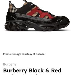 Burberry Black & Red Arthur Sneakers Size 8 Uk EUR 42