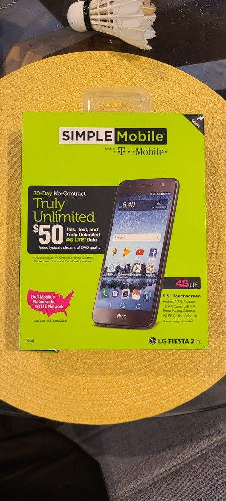 New, LG FIESTA 2 LTE Smart Phone By SIMPLE mobile/T-Mobile