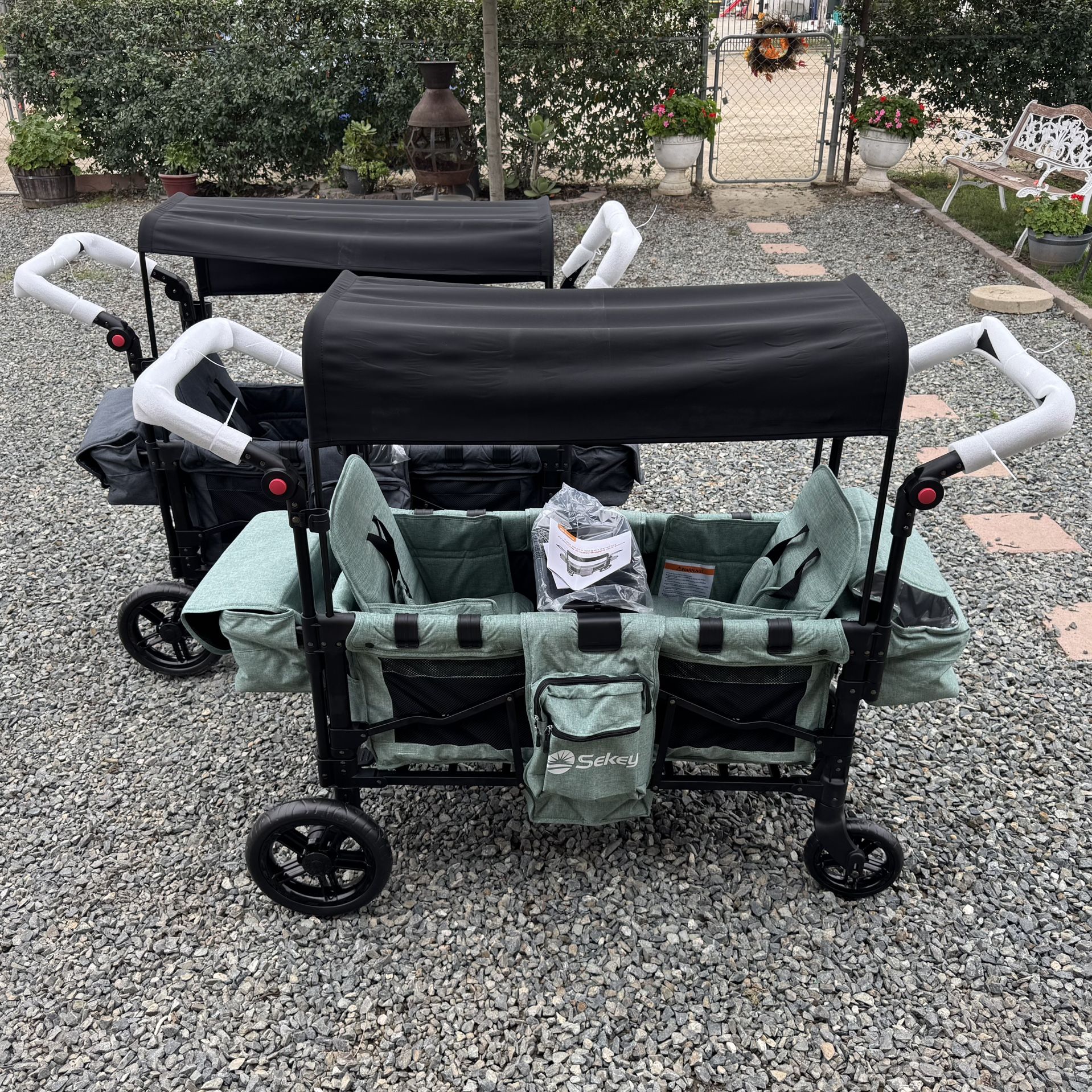 NEW Sekey Heavy Duty 2-Seat Wagon Stroller w/ Removable Canopy