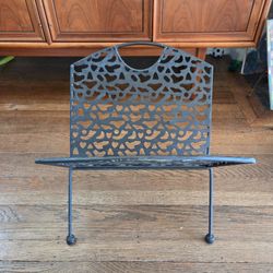 Vintage MCM Black Metal Collapsible Magazine Rack – Atomic/Brutalist Cutout Design