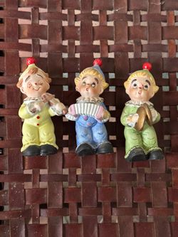 Vintage UCGC Ceramic Clown Musician Figurines Set of 3