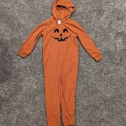 Kids Old Navy Zip Up 1 Piece Pumpkin Jack-o-lantern Pajama