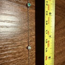 14K White Gold Natural Diamond and Emerald Necklace