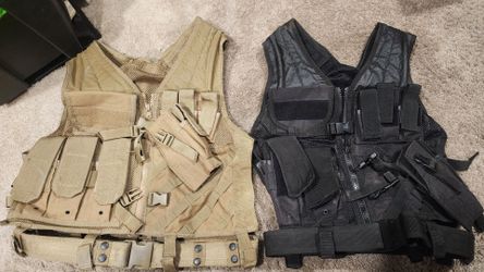 Tactical MOLLE Vests Tan and Black Set of 2