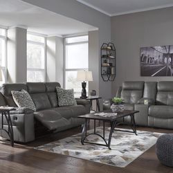 Jesolo Dark Gray Reclining Living Room Set (SOFA and LOVESEAT