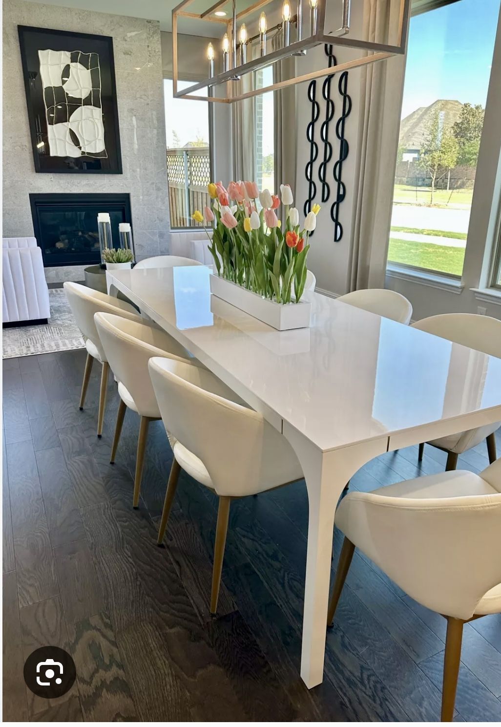 CB2 Aqua Virgo 100” White High-Gloss Dining Table