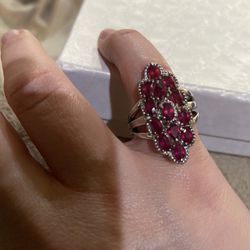 Genuine ruby & sterling silver ring - size 6