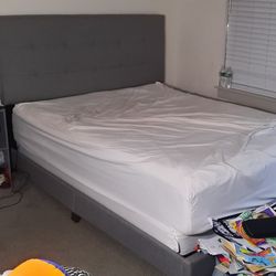 Queen Bed Frame + Spring Box + Mattress With Full Cover