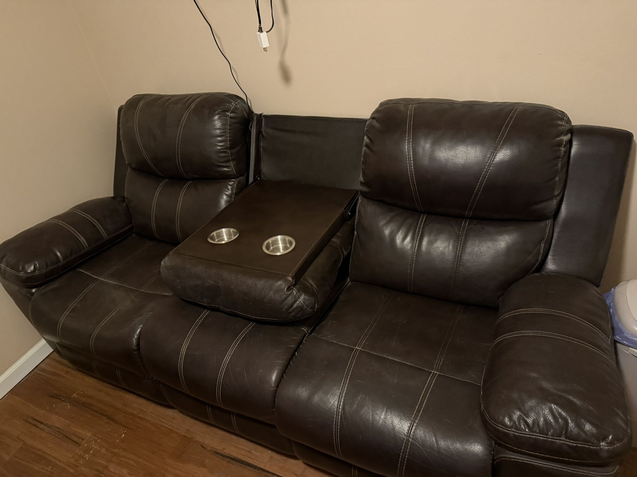 Leather Double Recliner Couch