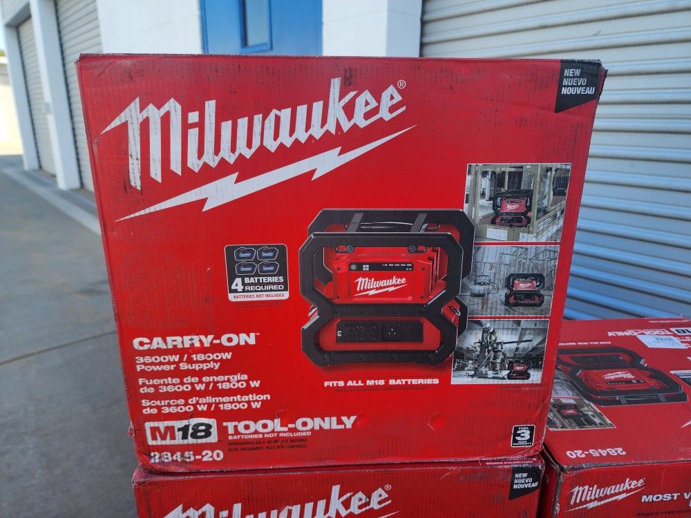Milwaukee M18 2845-20 3600-Watt/1800-Watt Battery Powered Power Supply Generator (New, Tool Only)