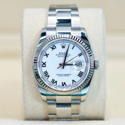 Rolex Datejust 36 116234 White Roman Dial Oyster Steel 36mm