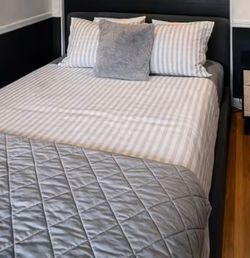 Queen bed frame upholstered