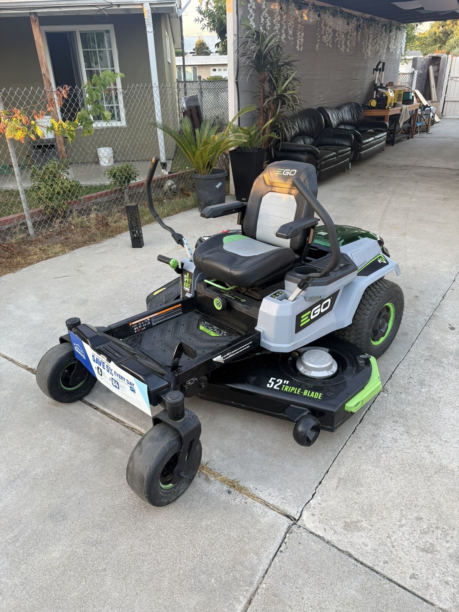 Ego Power Z6 52inch 56volt Electric Riding Lawn Mower