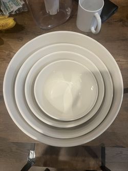 Set of Four Ceramic Bowls White