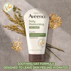 Aveeno Daily Moisturizing Face Cream for Dry Skin, Non-GMO Oat, 5 OZ