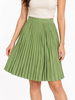 Green Pleated High-Waist Mini Skirt