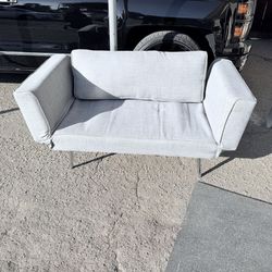 Grey Loveseat Futon With Silver Legs