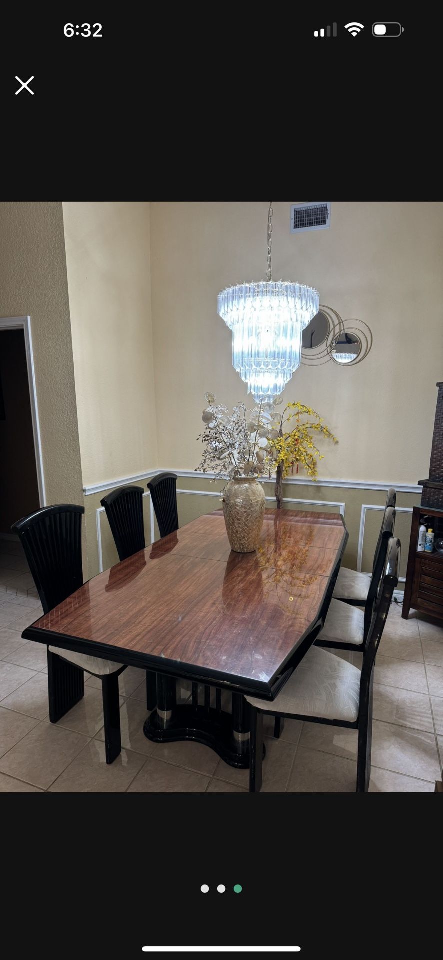 Formal Dining Table With 6 Chairs And Full Glass Top China Cabinet