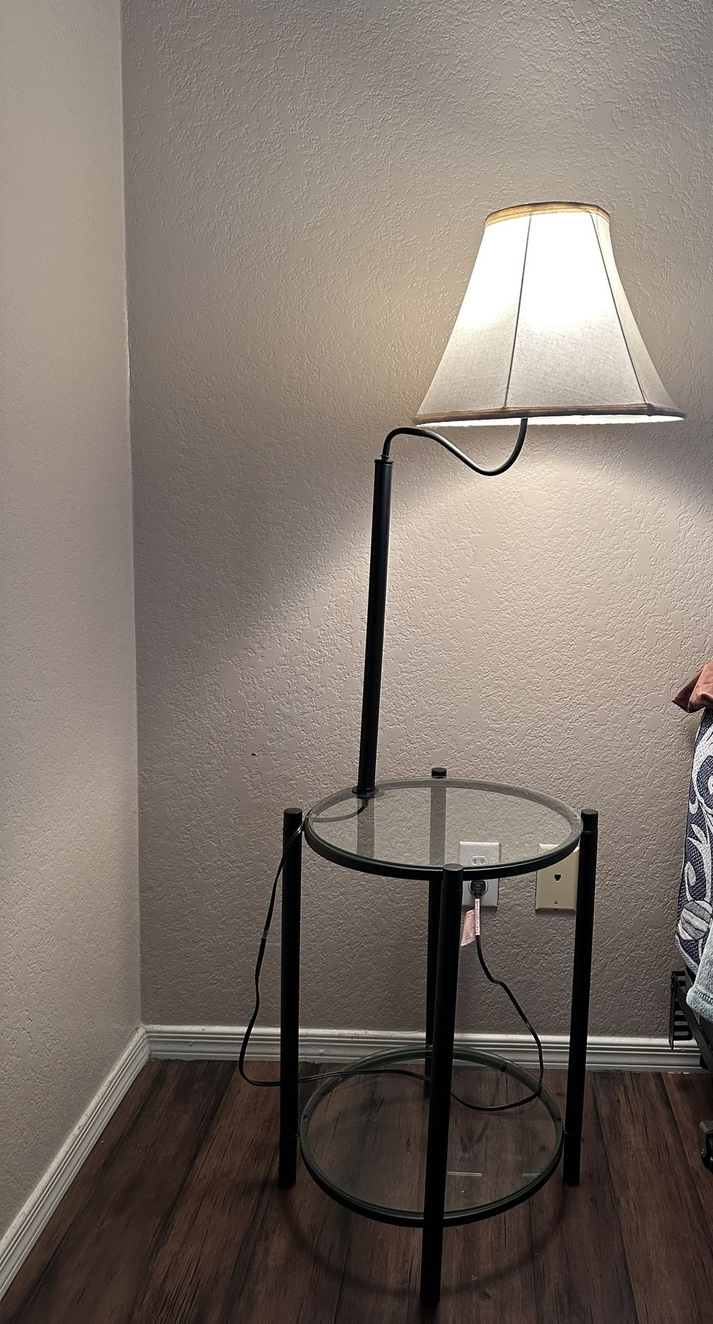 Modern Glass End Table with Built-In Lamp