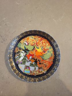 Aladin and wunderlamp art painted plate