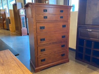 Mission Style Tallboy Dresser w/ 5 Drawers
