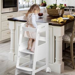 Toddler Kitchen Step Stool Helper Standing Tower Kids Chair Height Adjustable  for Kids Kitchen 