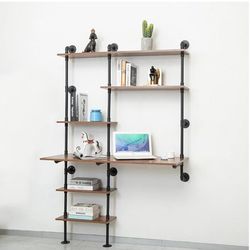 Industrial Wall Shelf + Ladder Desk Set - $50