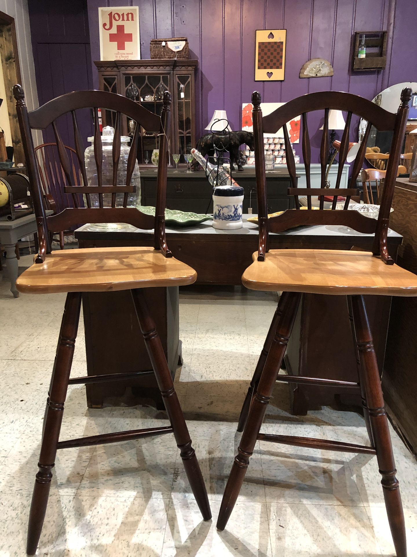 Pair of Wooden bar stools. Excellent shape