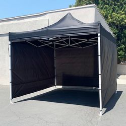 (New) $129 Heavy Duty 10x10 ft Popup Canopy with 3 Sidewalls (Black/Red)