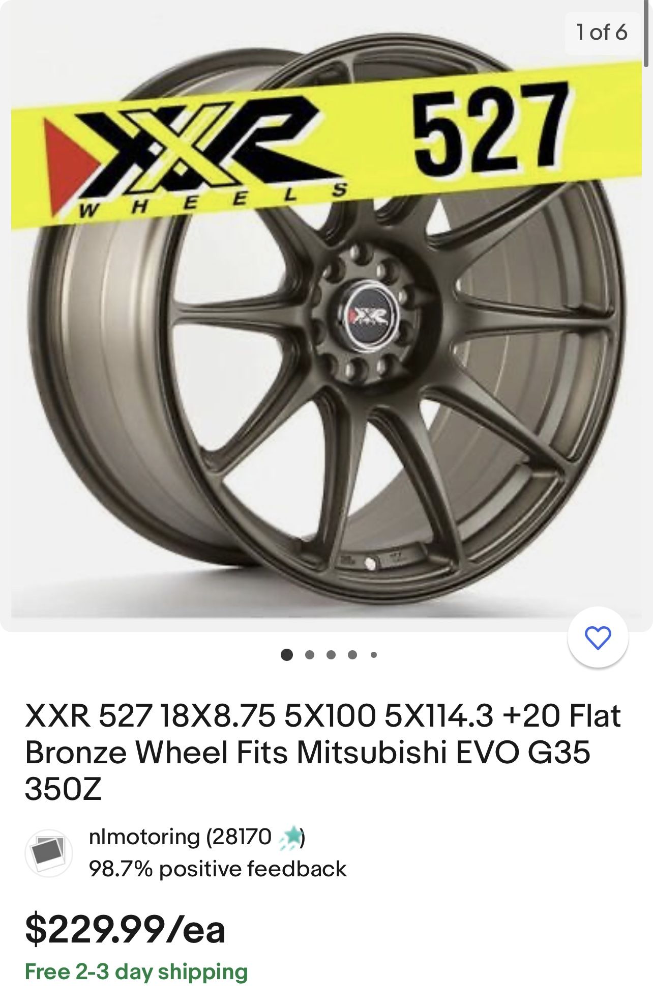 XXR 527 18X8.75 5X100 5X114.3 +20 Flat Bronze for Sale in