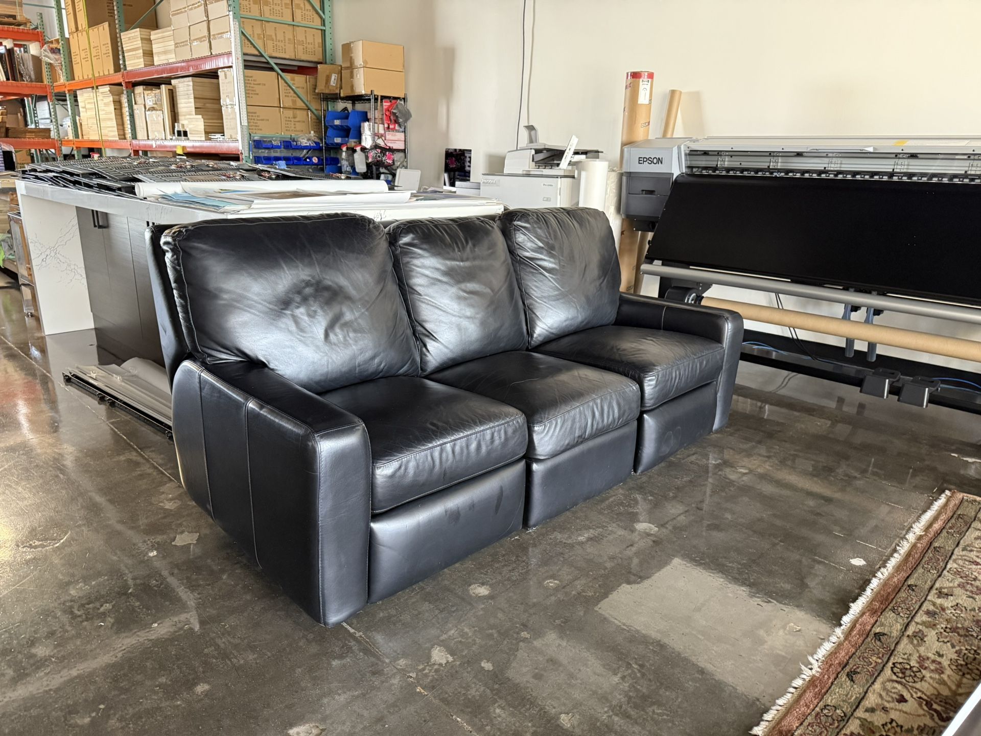 Black leather sofa