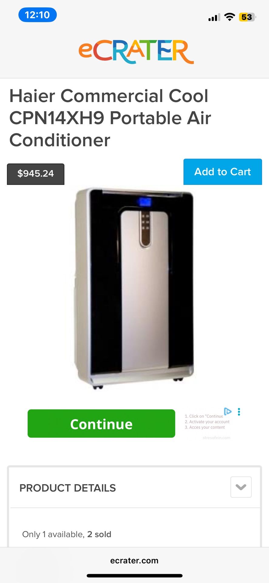 Haier 14000 Btu’s 4 In 1 air conditioner , heater , dehumidifier and fan