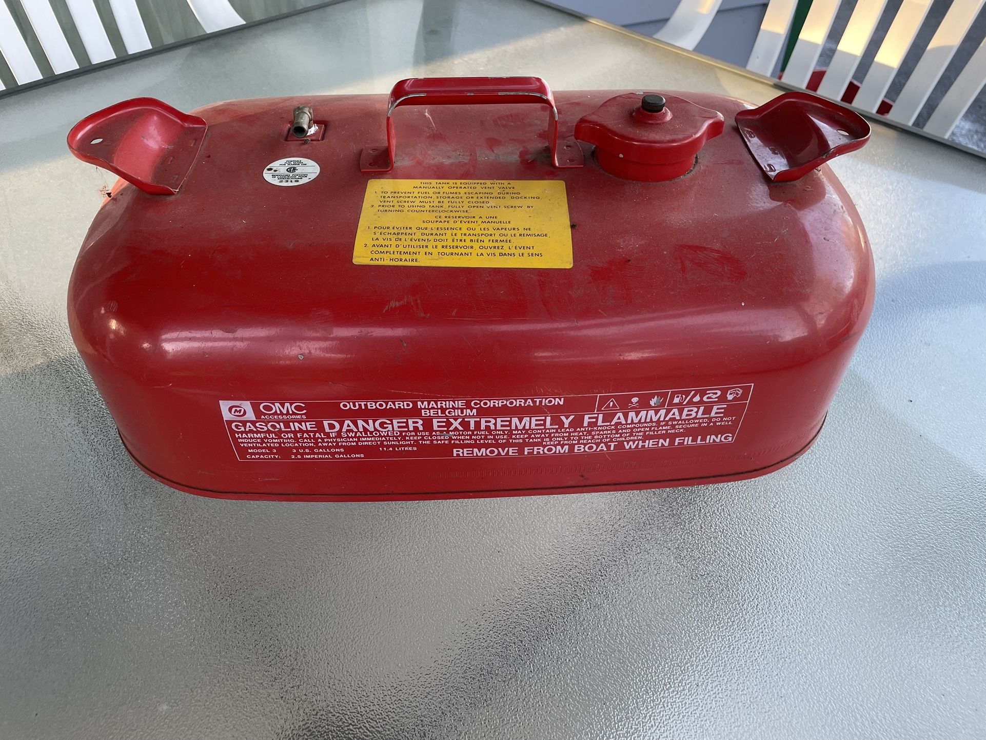 Vintage OMC Outboard Marine 3 Gal Fuel Tank