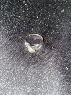 Silver Tone Ring with Dark Stone and Accents
