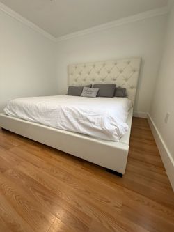 WHITE diamond headboard BED-TALL HEADBOARD