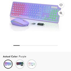 Wireless Keyboard and Mouse Combo - RGB Backlit, Rechargeable & Light Up Letters