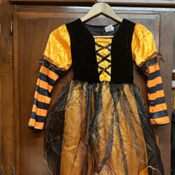 Orange And Black Witch Costume Dress